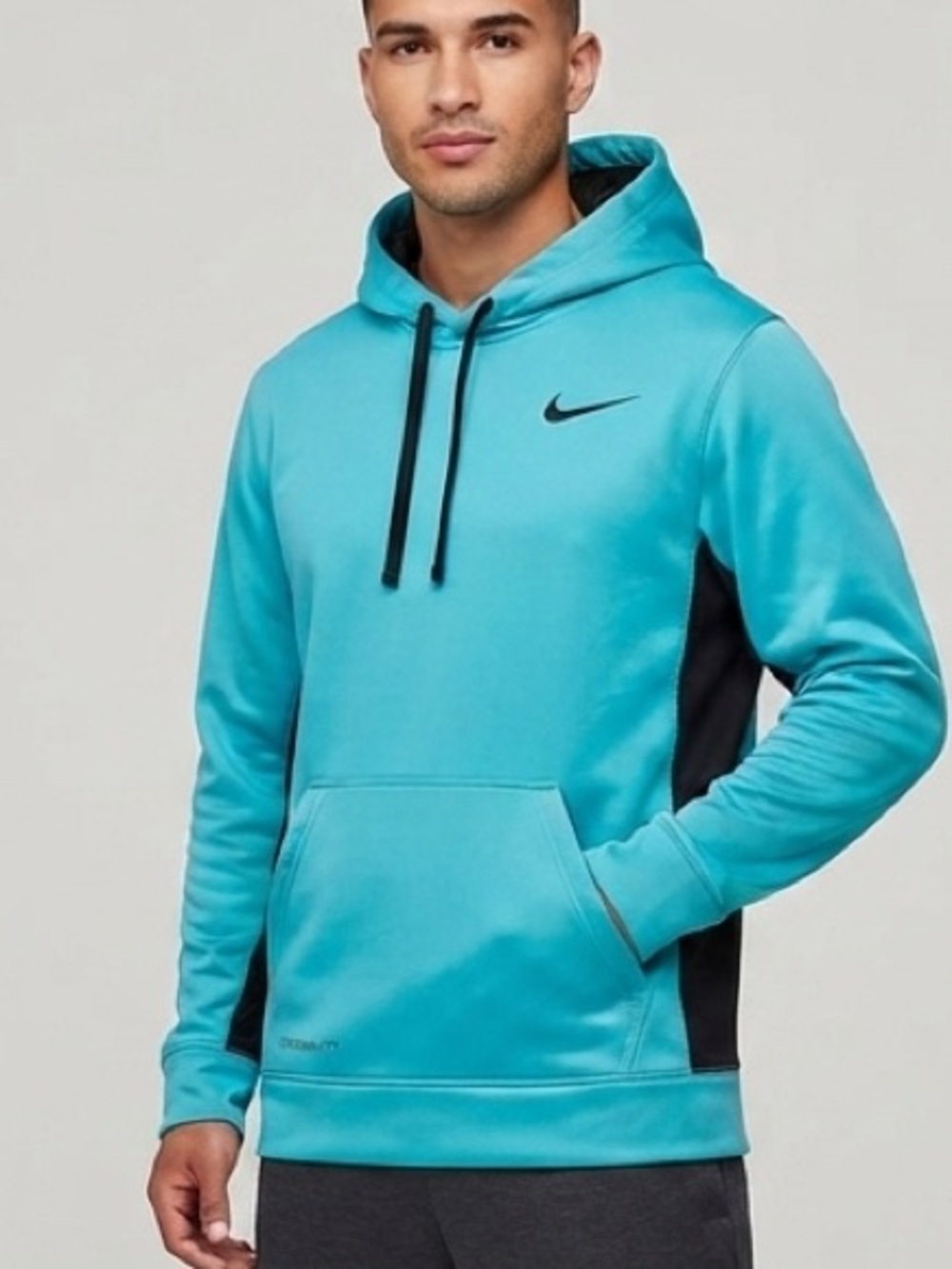 Nike Therma-FIT Pullover Hoodie Sweatshirt Teal Blue Black Men's Medium M⁠